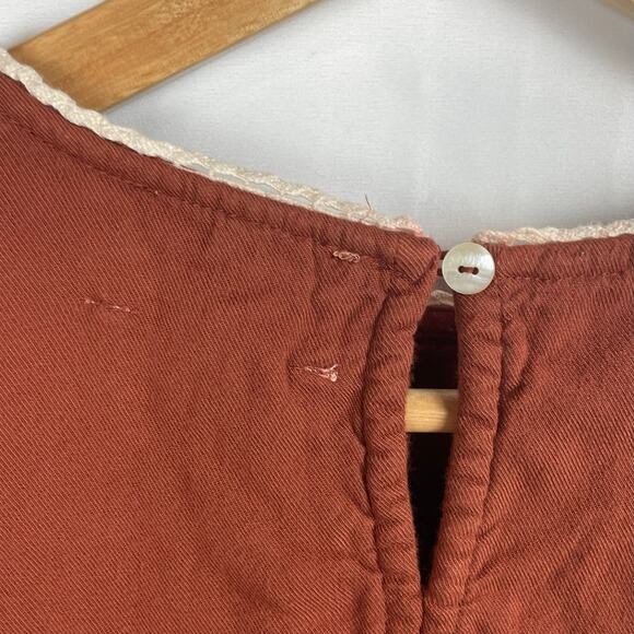 Bohme Peasant Top Size S Burnt Orange Ruffled Knit Lace Trim Cottagecore Boho - Picture 10 of 13